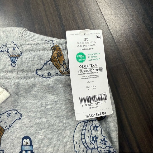 Cozy Gray Bear Print Hoodie and Pants Set - Picture 5 of 5